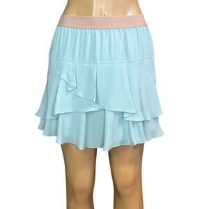 Bcbgmaxazria Ashleah Aqua Mist Blue Asymmetrical Tiered Skirt Size Medium